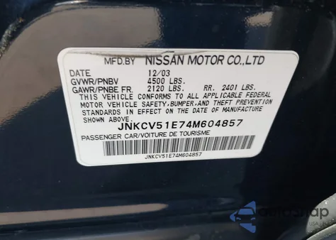 2004 Infiniti G35 из США, поврежденный, VIN JNKCV51E74M604857